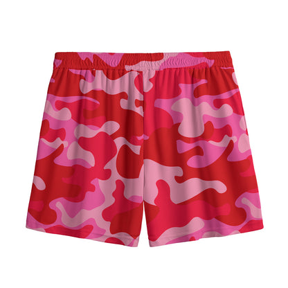 Hot Pink Camouflage Print Mesh Shorts