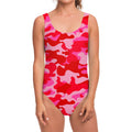 Hot Pink Camouflage Print One Piece Swimsuit