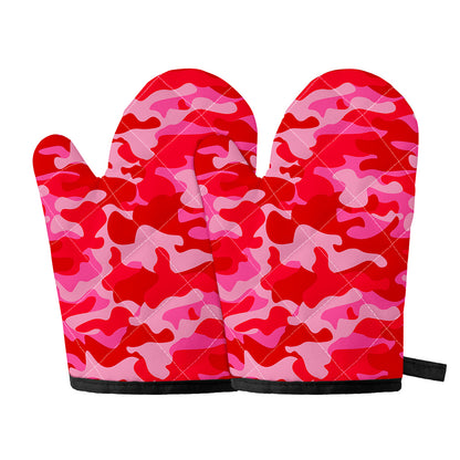 Hot Pink Camouflage Print Oven Mitts