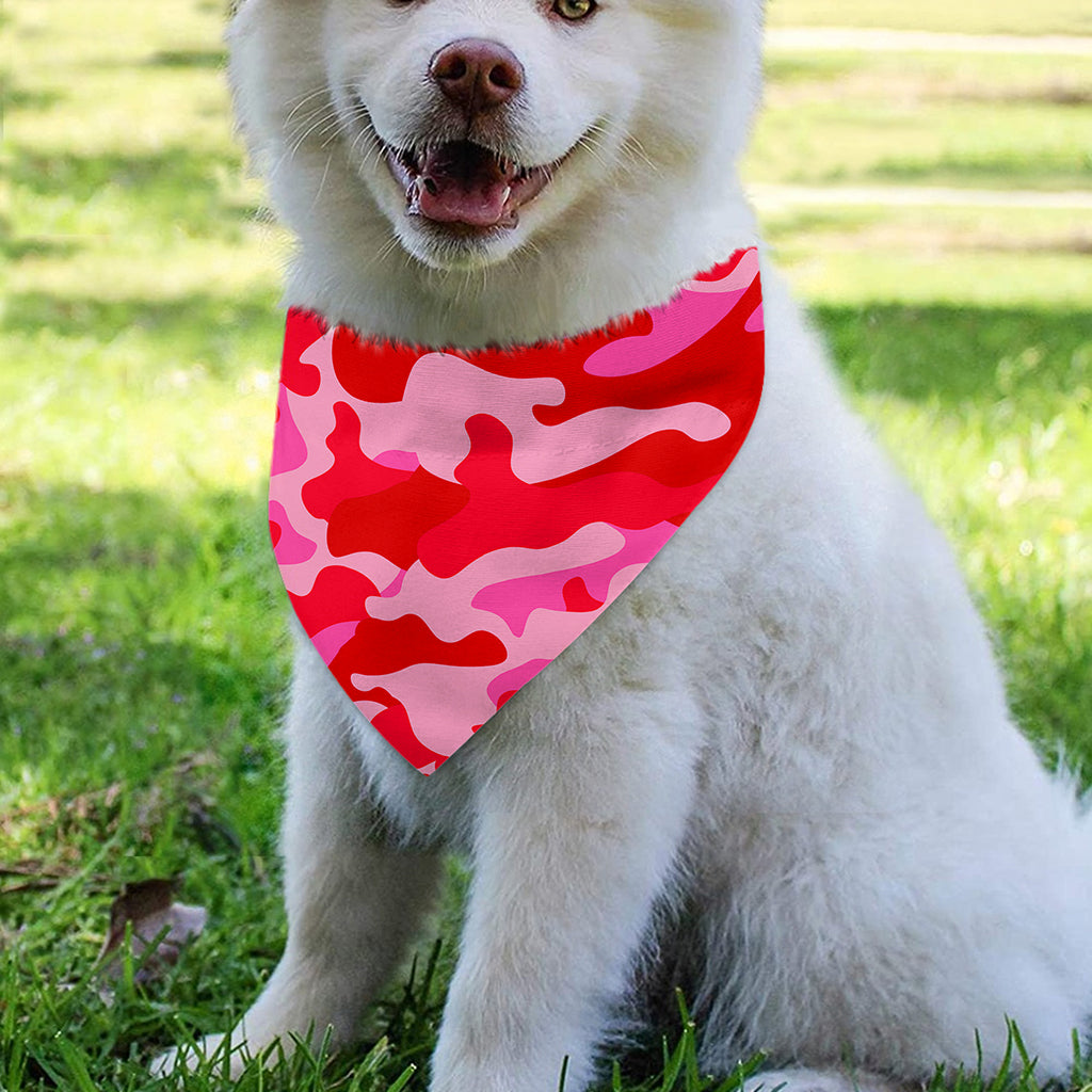 Hot Pink Camouflage Print Over The Collar Dog Bandana
