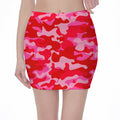 Hot Pink Camouflage Print Pencil Mini Skirt