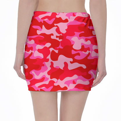 Hot Pink Camouflage Print Pencil Mini Skirt