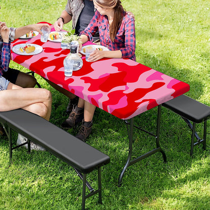 Hot Pink Camouflage Print Picnic Table Cover