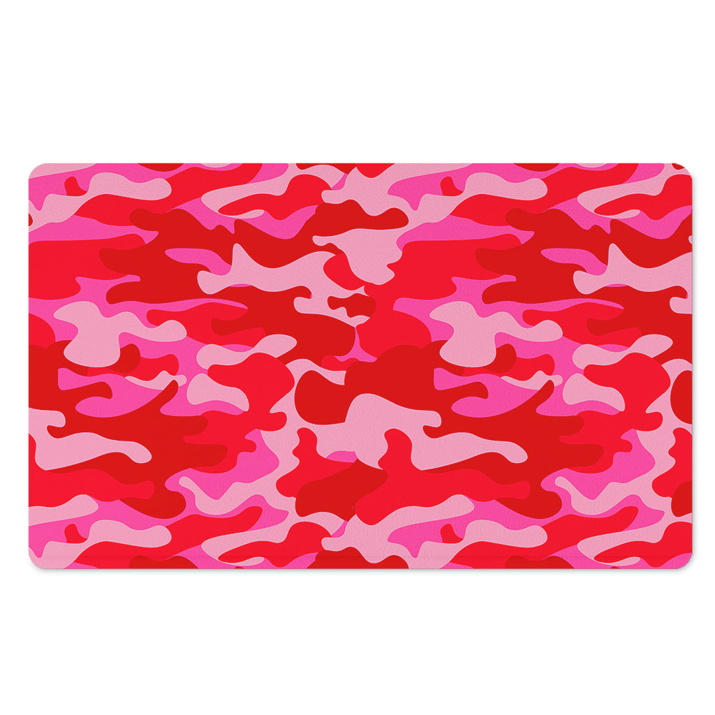Hot Pink Camouflage Print Polyester Doormat