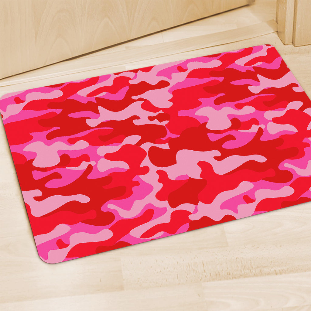 Hot Pink Camouflage Print Polyester Doormat