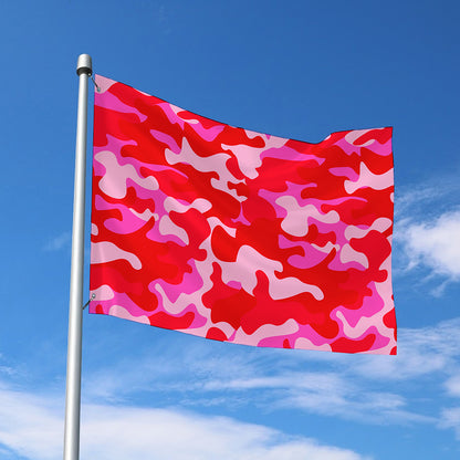 Hot Pink Camouflage Print Polyester Flag