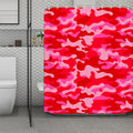 Hot Pink Camouflage Print Polyester Shower Curtain