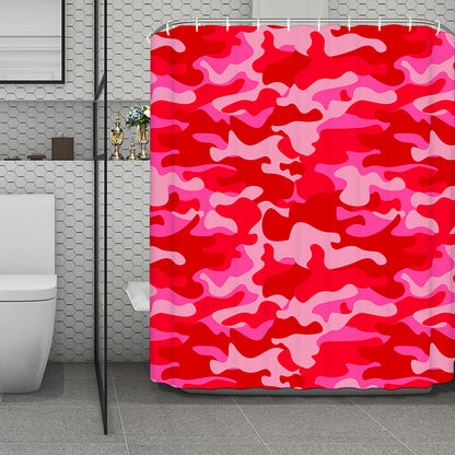 Hot Pink Camouflage Print Polyester Shower Curtain