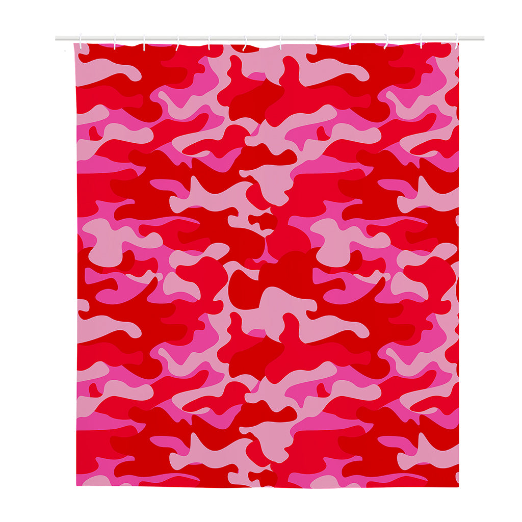 Hot Pink Camouflage Print Polyester Shower Curtain