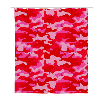 Hot Pink Camouflage Print Polyester Shower Curtain