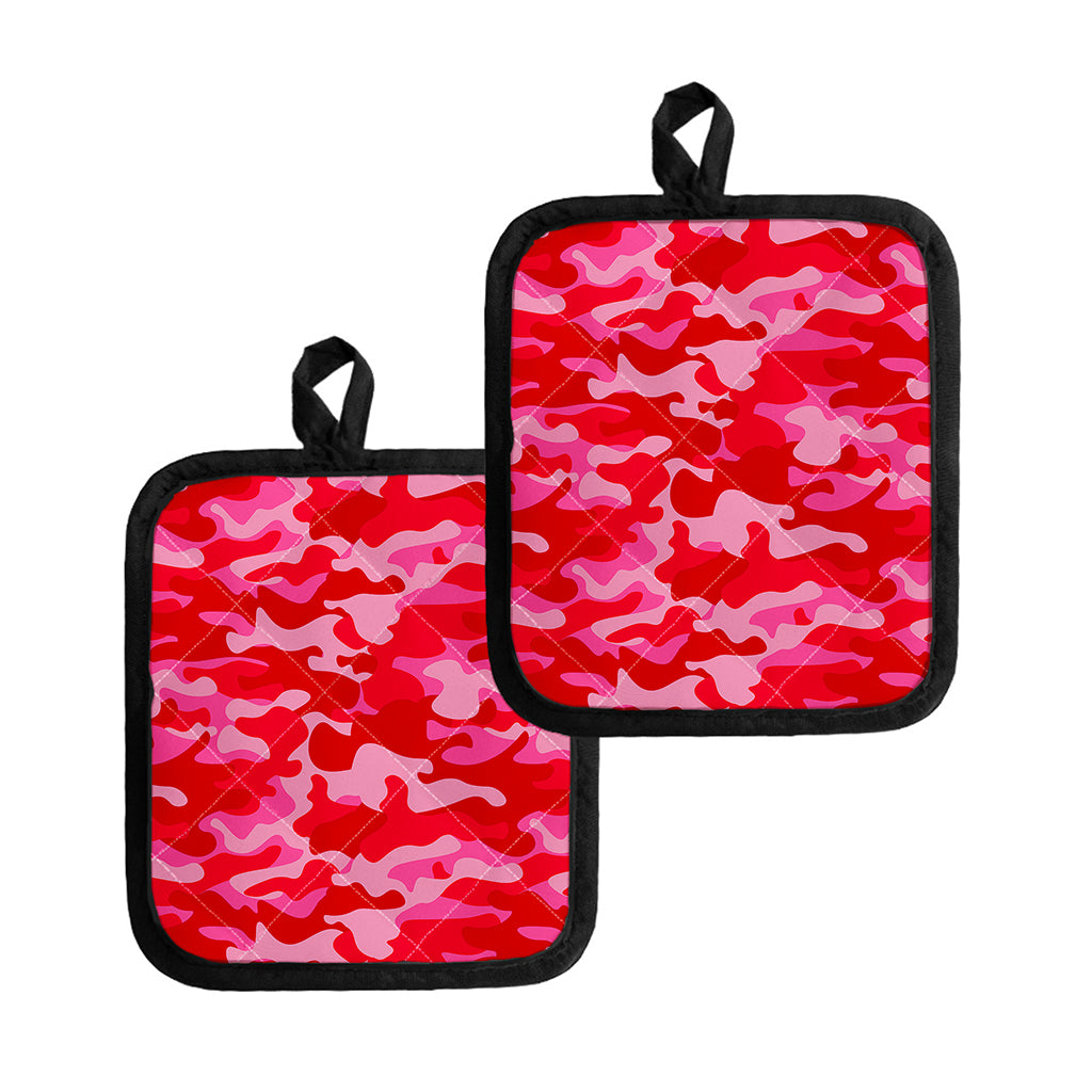 Hot Pink Camouflage Print Pot Holders