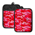Hot Pink Camouflage Print Pot Holders With Pocket