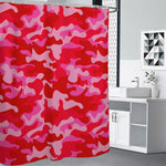 Hot Pink Camouflage Print Premium Shower Curtain