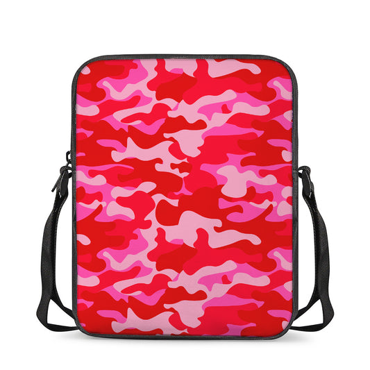 Hot Pink Camouflage Print Rectangular Crossbody Bag