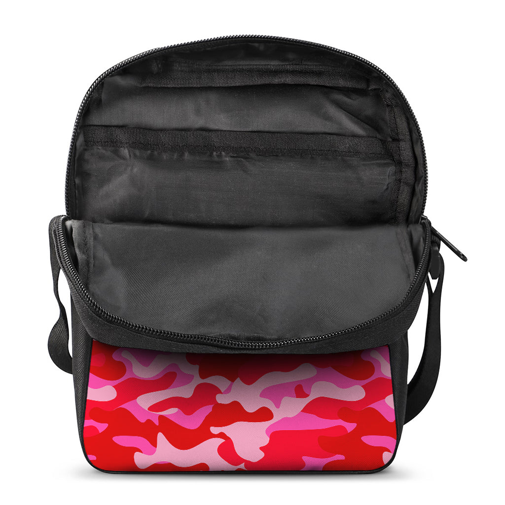 Hot Pink Camouflage Print Rectangular Crossbody Bag