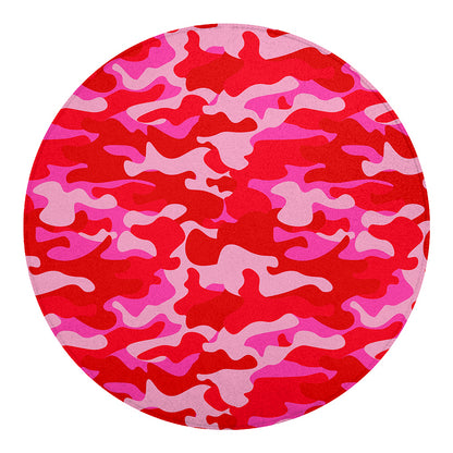 Hot Pink Camouflage Print Round Blanket