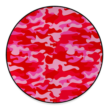 Hot Pink Camouflage Print Round Floor Mat