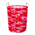 Hot Pink Camouflage Print Round Laundry Basket