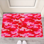 Hot Pink Camouflage Print Rubber Doormat