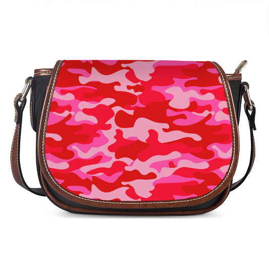 Hot Pink Camouflage Print Saddle Bag