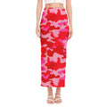 Hot Pink Camouflage Print Side Slit Maxi Skirt