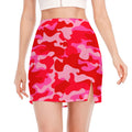 Hot Pink Camouflage Print Side Slit Mini Skirt