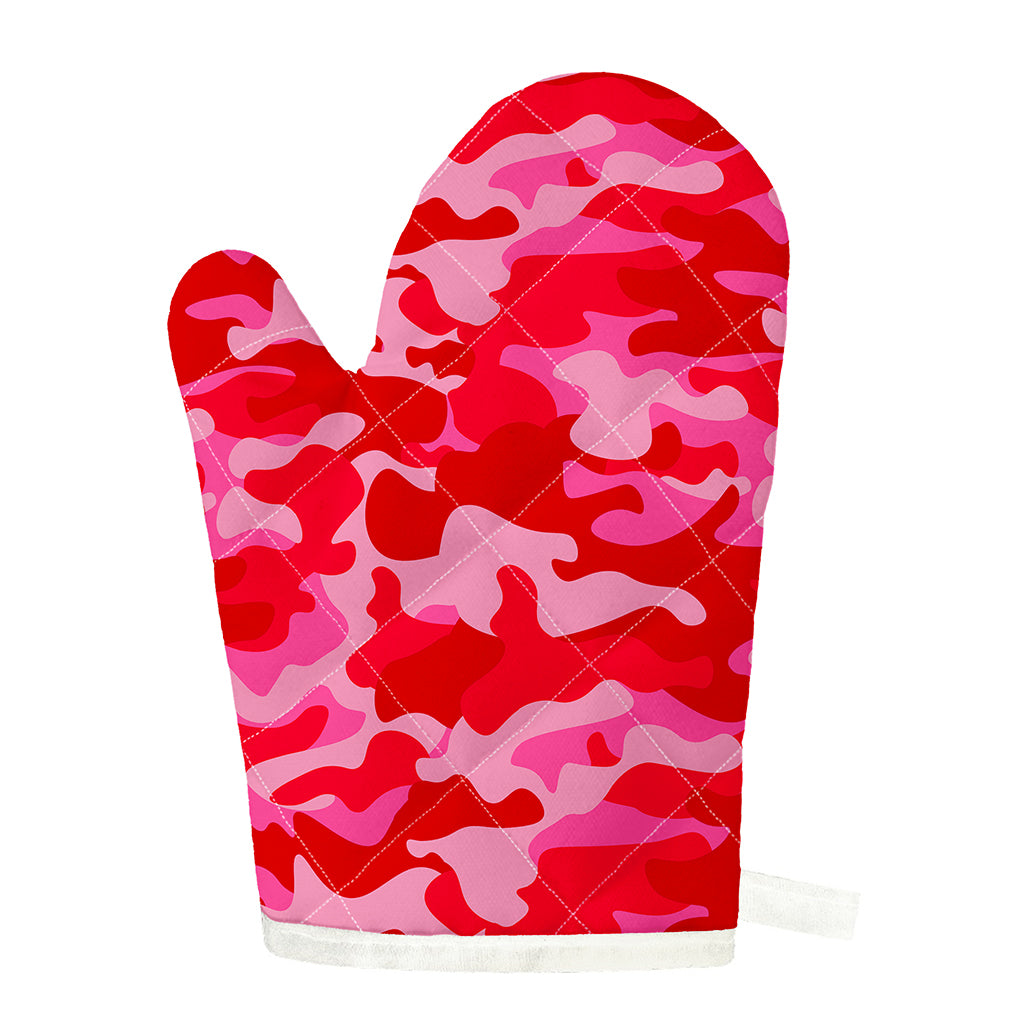 Hot Pink Camouflage Print Single Oven Mitt