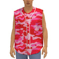 Hot Pink Camouflage Print Sleeveless Baseball Jersey