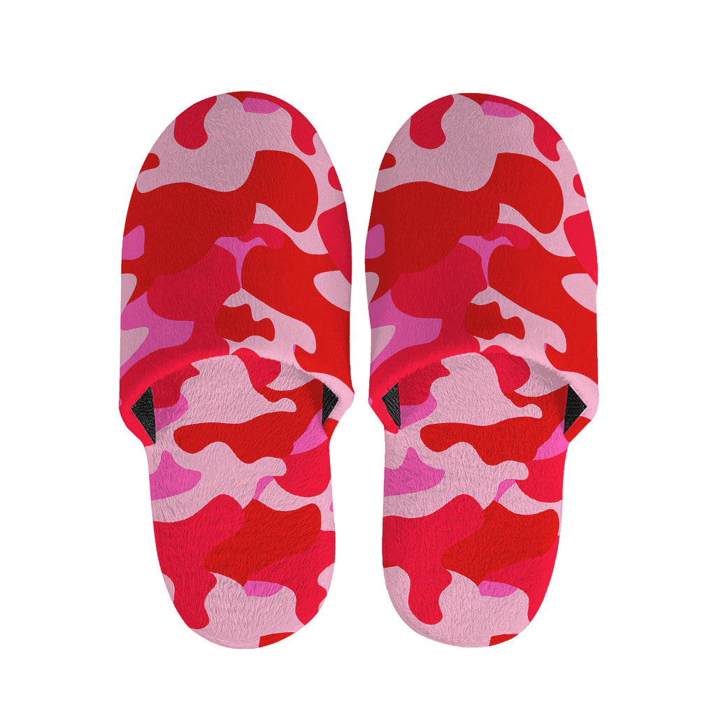 Hot Pink Camouflage Print Slippers