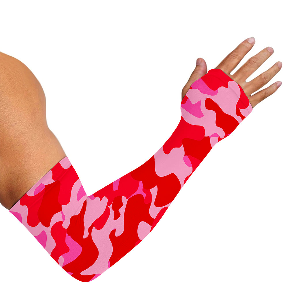 Hot Pink Camouflage Print Sun Protection Arm Sleeves