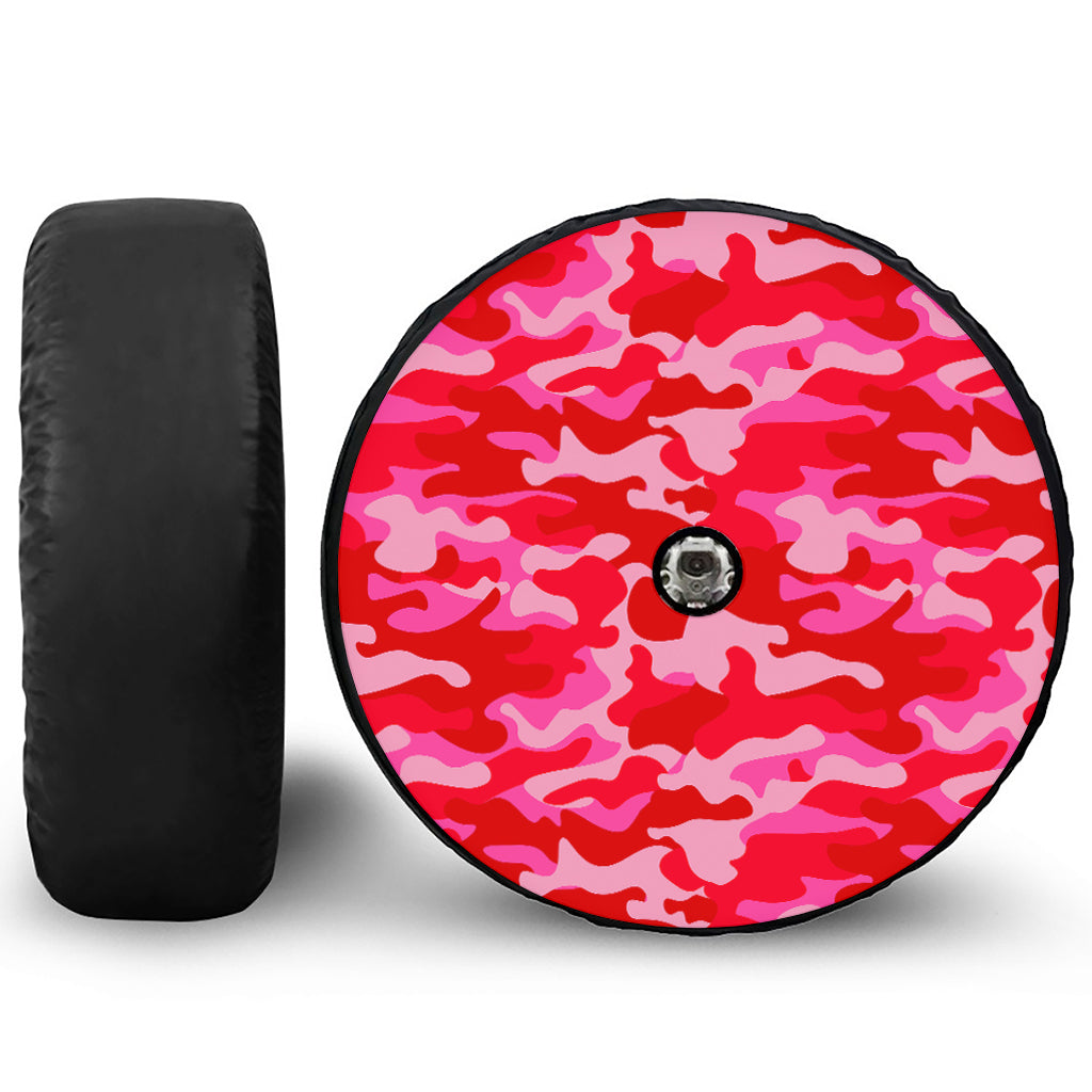 Hot Pink Camouflage Print Tire Cover With Camera Hole