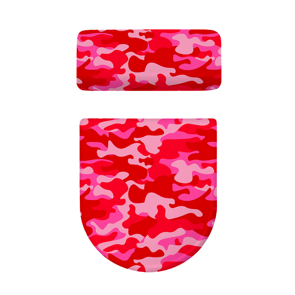Hot Pink Camouflage Print Toilet Lid And Tank Cover Set