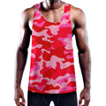 Hot Pink Camouflage Print Men's Workout Tank Top