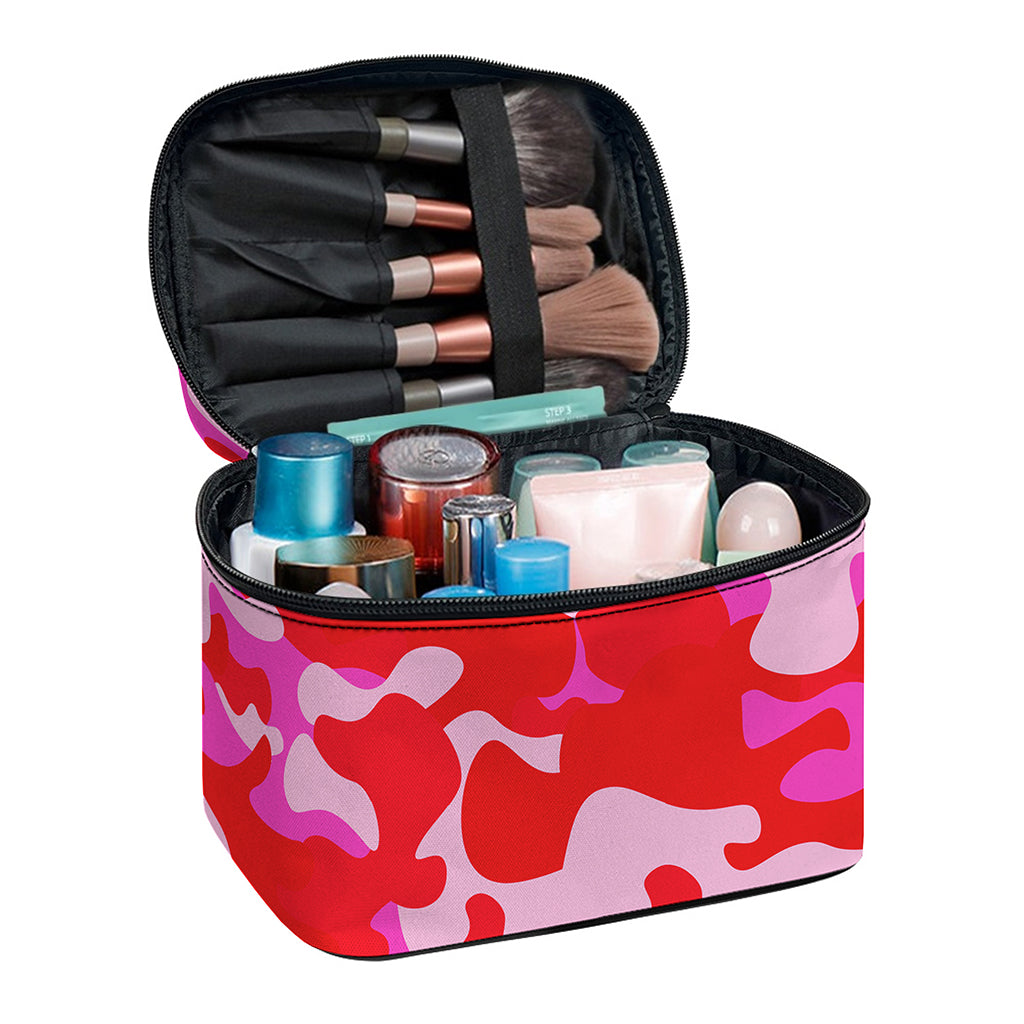 Hot Pink Camouflage Print Travel Makeup Bag