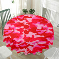 Hot Pink Camouflage Print Waterproof Round Tablecloth