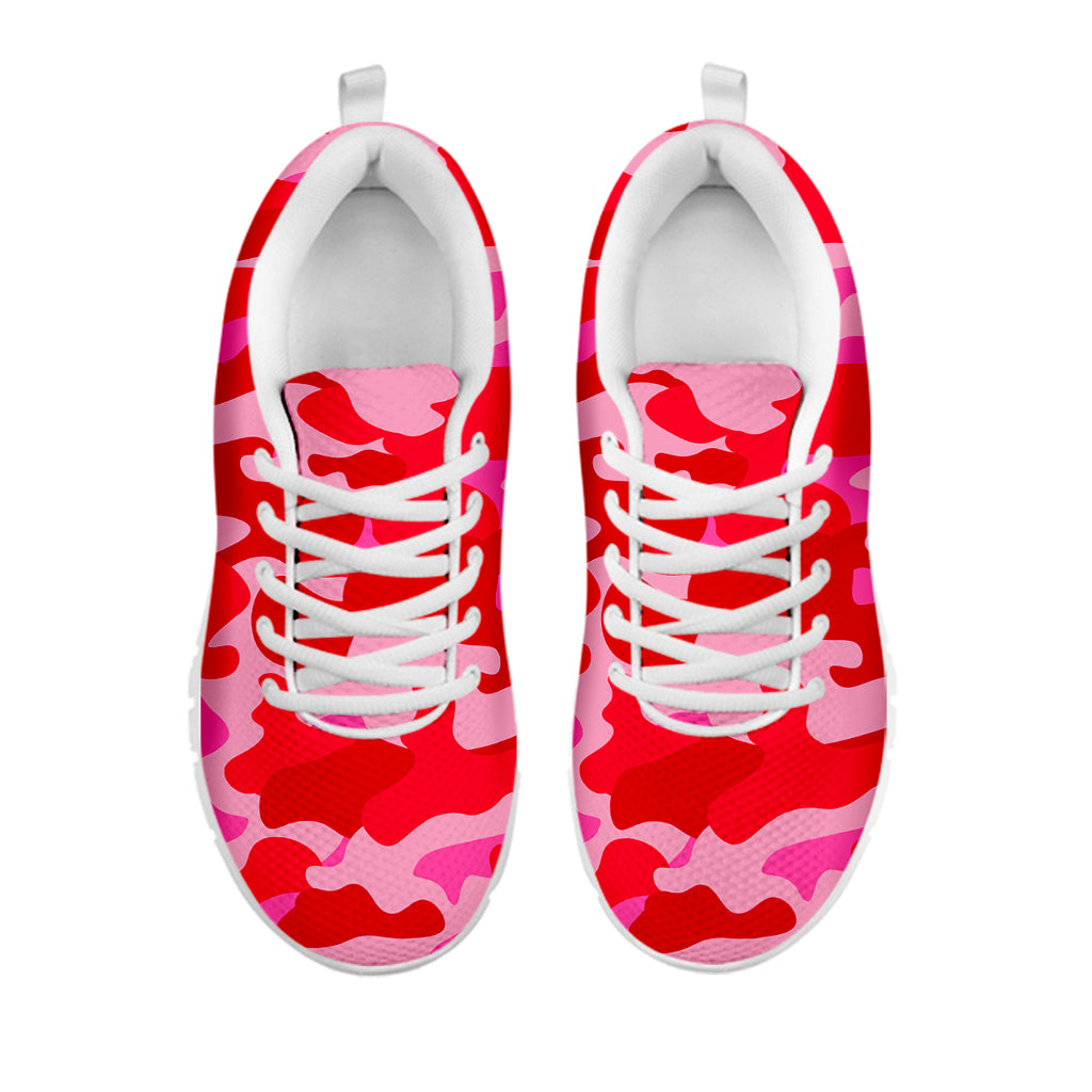 Hot Pink Camouflage Print White Running Shoes