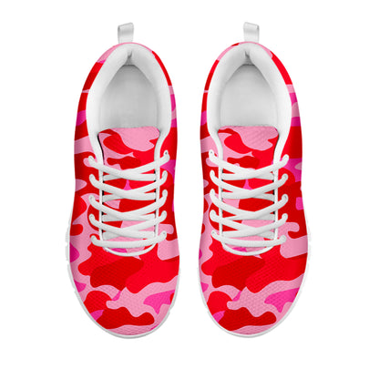 Hot Pink Camouflage Print White Running Shoes