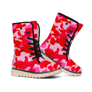 Hot Pink Camouflage Print Winter Boots