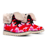 Hot Pink Camouflage Print Winter Boots