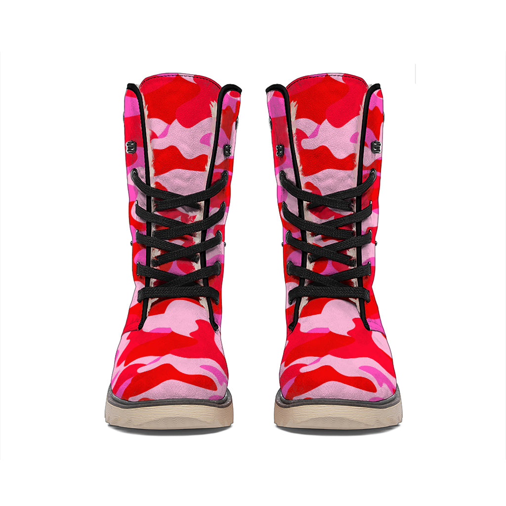 Hot Pink Camouflage Print Winter Boots