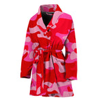 Hot Pink Camouflage Print Women's Bathrobe