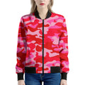Hot Pink Camouflage Print Women's Bomber Jacket