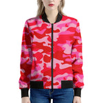 Hot Pink Camouflage Print Women's Bomber Jacket