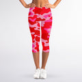 Hot Pink Camouflage Print Women's Capri Leggings