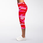 Hot Pink Camouflage Print Women's Capri Leggings