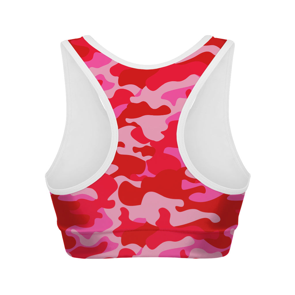 Hot Pink Camouflage Print Women's Sports Bra