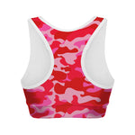 Hot Pink Camouflage Print Women's Sports Bra