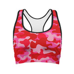 Hot Pink Camouflage Print Women's Sports Bra