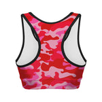 Hot Pink Camouflage Print Women's Sports Bra