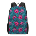 Hot Pink Hibiscus Tropical Pattern Print 17 Inch Backpack